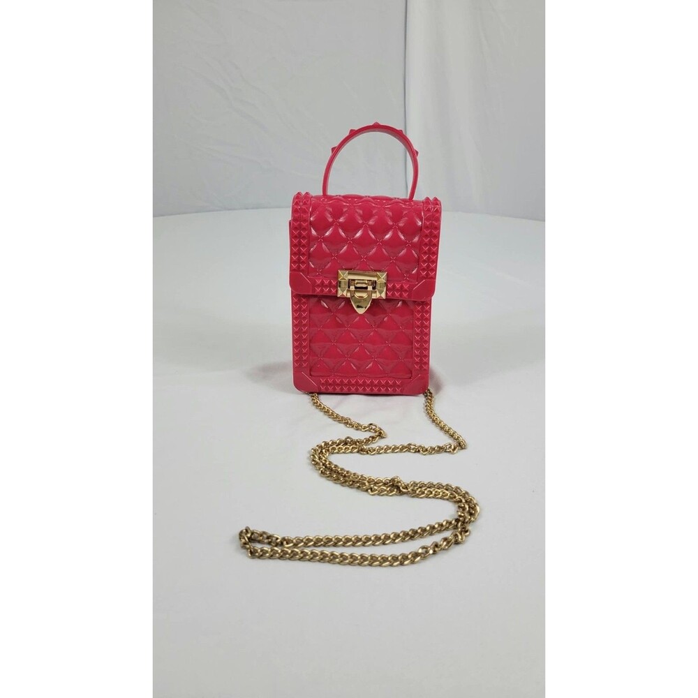 Small Pink Jelly Bag With Gold Chain